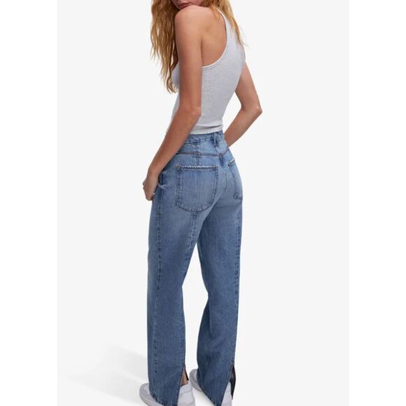 Good American Good 90s Split Back Hem Jeans Size 20 Plus NEW Indigo464 - Picture 2 of 14